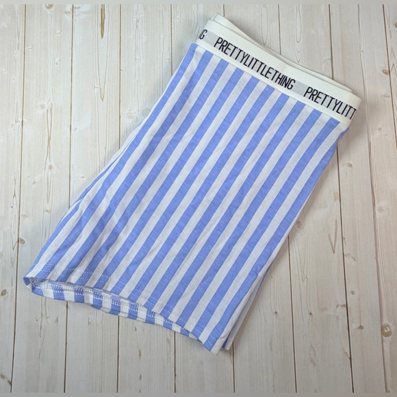 Pretty Little Thing Striped Pajama Shorts in Blue and White Size 10 - Picture 9 of 11